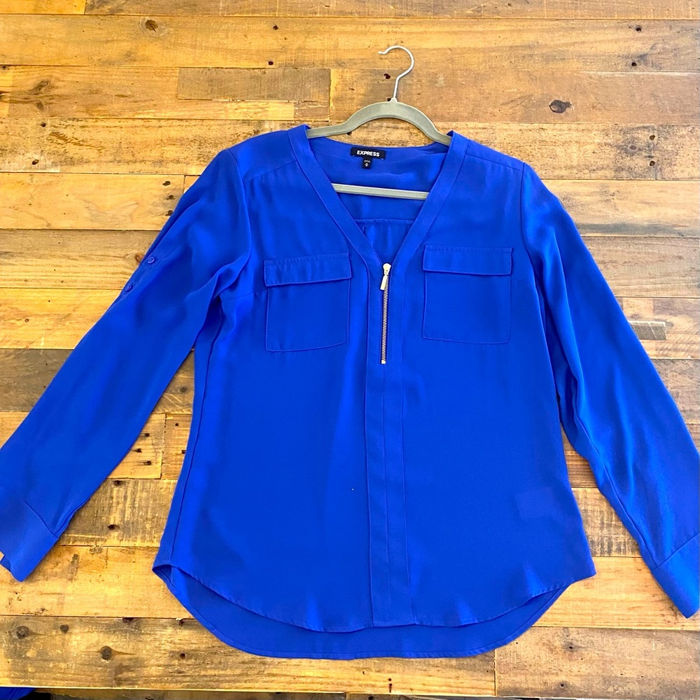 Express Women’s Long Sleeve Blouse Top with Zipper Medium
